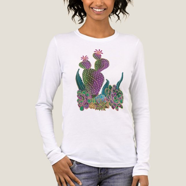Camiseta Triblenda Sedona Cactus Flower Long Sleeve T shirt (Anverso)