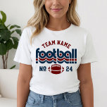 Camiseta Triblenda Selección personalizado de fútbol femenino de colo<br><div class="desc">Nombre de personalizado de fútbol y número de jugador T-Shirt para mamá - mostrado en Diseño Blanco para las mamás de fútbol presenta letras retro y texto personalizado que se puede personalizar con un nombre de equipo y el número de camiseta del jugador. El rojo oscuro y el azul marino...</div>