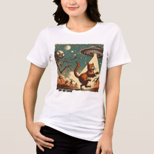 Camiseta Triblenda Selfie de OVNI de gato: Invasión de vintage (camis