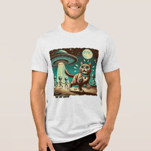 Camiseta Triblenda Selfie de OVNI de gato: Invasión de vintage (camis