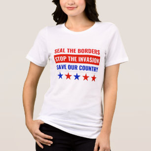 CAMISETA TRIBLENDA SELLAR LAS FRONTERAS, DETENER LA INVASIÓN...