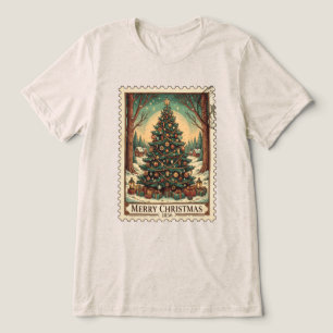 Camiseta Triblenda Sello Postal Antiguo Feliz Navidad
