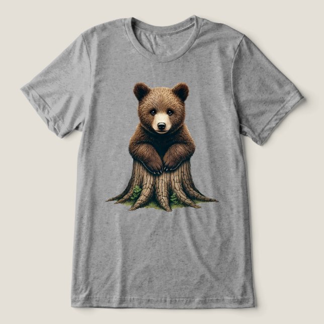 Camiseta Triblenda Sembrado de cojines de oso adorable en cubrecamas  (Diseño delantero )