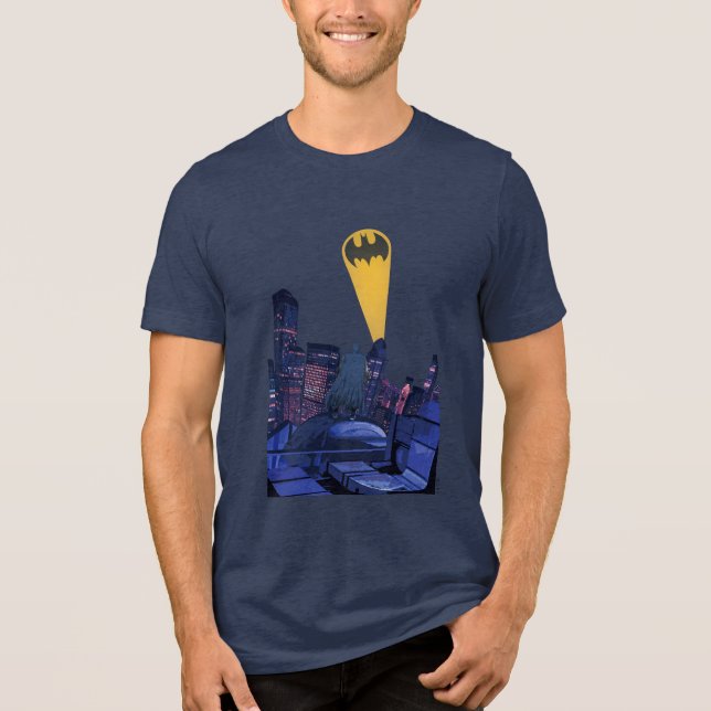 Camiseta Triblenda Señal de murciélago sobre Gotham (Anverso)