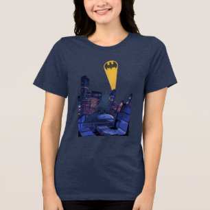 Camiseta Triblenda Señal de murciélago sobre Gotham
