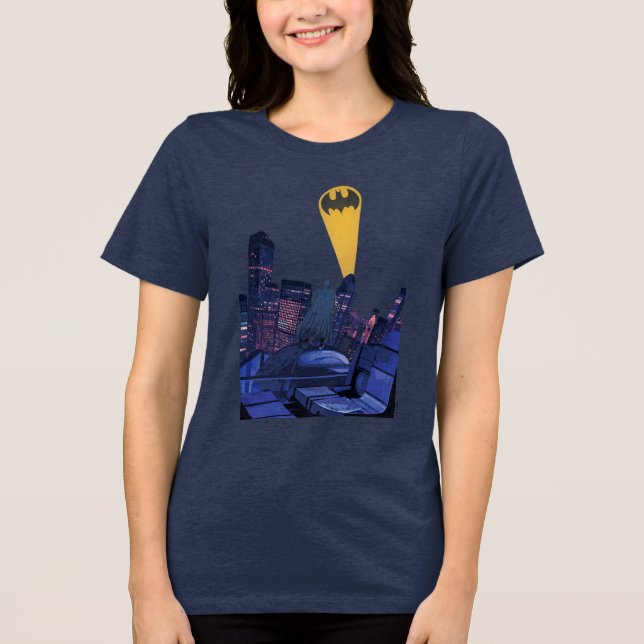 Camiseta Triblenda Señal de murciélago sobre Gotham (Anverso)