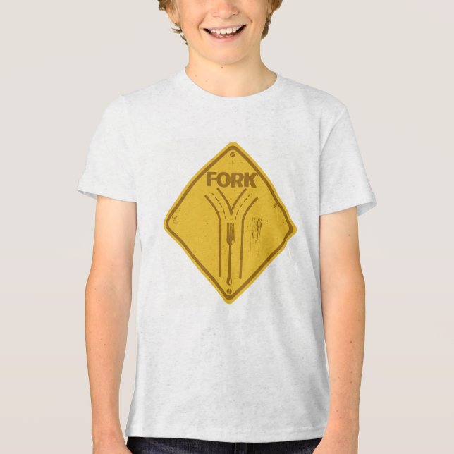 Camiseta Triblenda Señal de tráfico divertida de la bifurcación en la (Anverso)