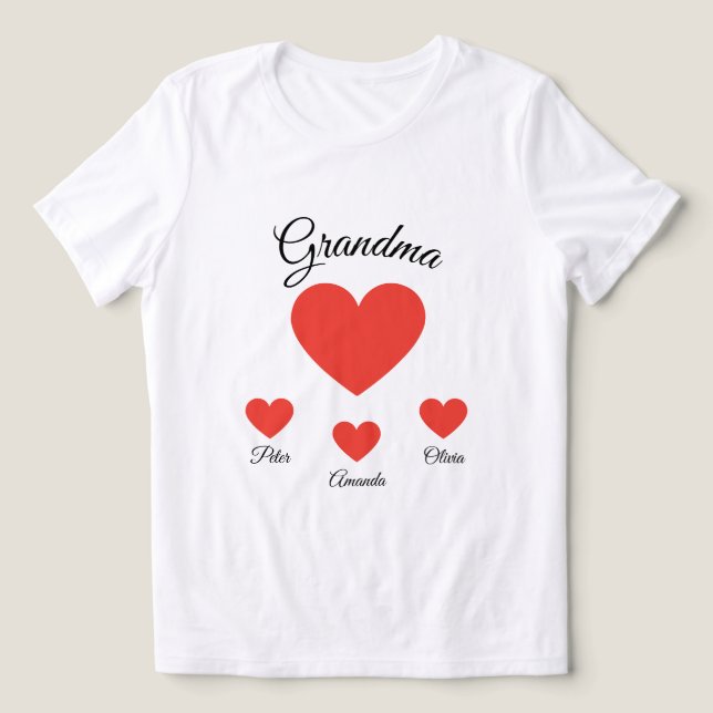 Camiseta Triblenda Sencillos corazones rojos Abuelas Abuelas (Diseño delantero )