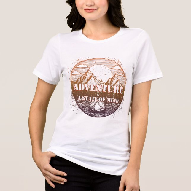 Camiseta Triblenda Senderismo de aventura, aventura es un estado ment (Anverso)