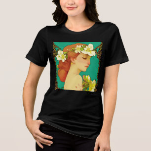Camiseta Triblenda Señora celta con flores en el pelo