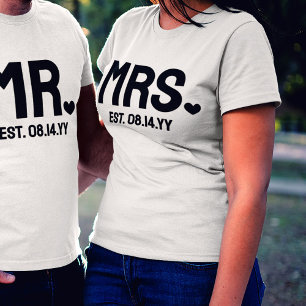 Camiseta Triblenda Señora de Corazón Negro Fecha de Boda Establecida