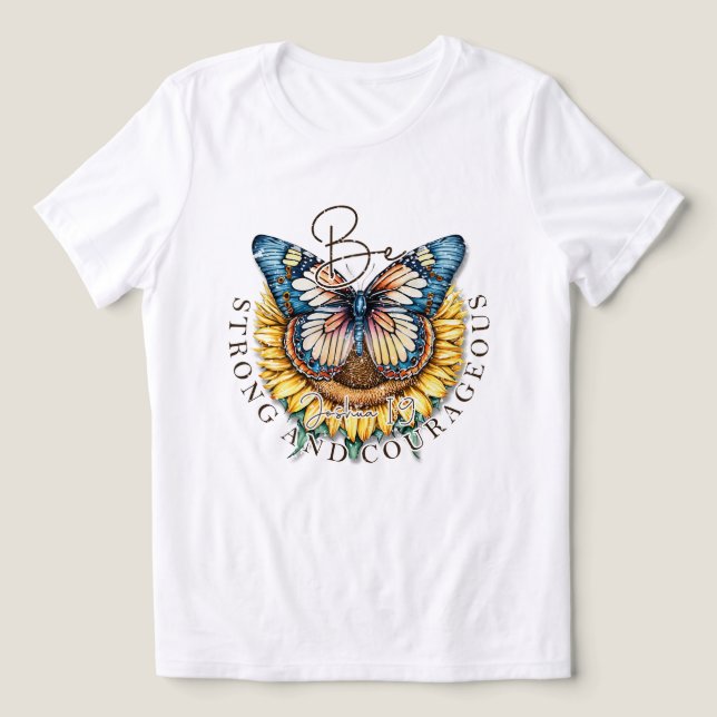 Camiseta Triblenda Ser fuerte y valiente cita de la biblia (Diseño delantero )