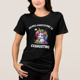 Camiseta Triblenda Ser Unicornio Exhausto / Blanco