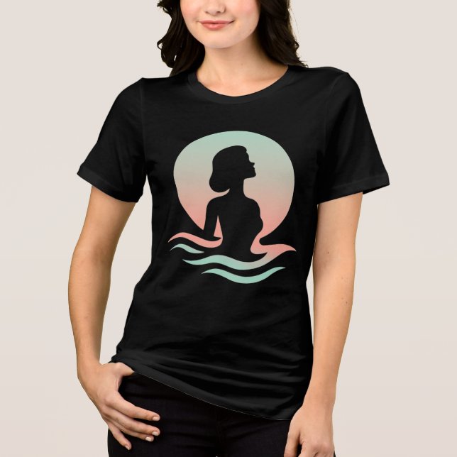 Camiseta Triblenda Serene Woman Silhouette in Pastel Waves (Anverso)