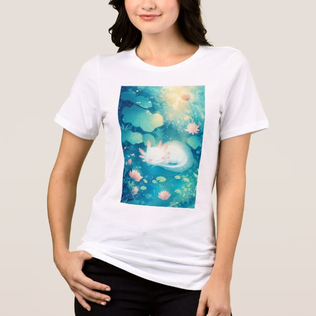 Camiseta Triblenda Serenidad de los estanques de flores Axolotl (Anverso)