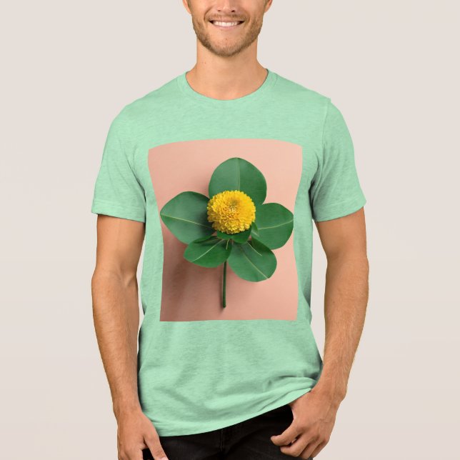 Camiseta Triblenda Serenidad floral 3D - Tee triple mezcla Bella+Canv (Anverso)