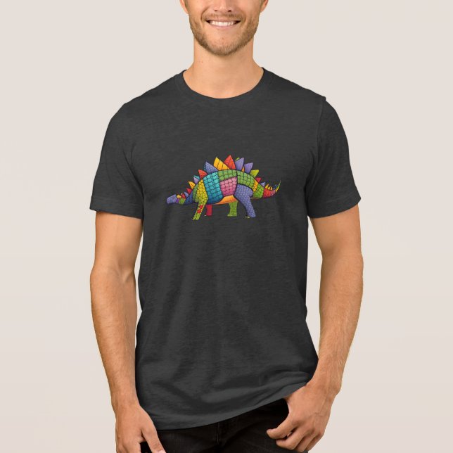 Camiseta Triblenda Sewn Scales: Patchwork Stegosaurus Unisex T-Shirt (Anverso)