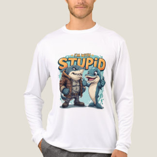 Camiseta Triblenda Shark and Dolphin "I'm With Stupid" Funny design