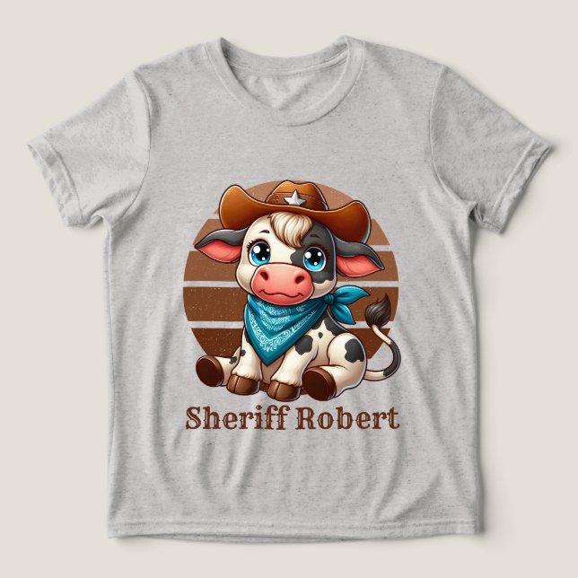 Camiseta Triblenda Sheriff de los chicos de Guay agrega vaca de texto (Diseño delantero )