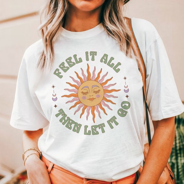 Camiseta Triblenda Siéntanlo Todo Entonces Déjalo Ir Retro Boho Sun (Subido por el creador)