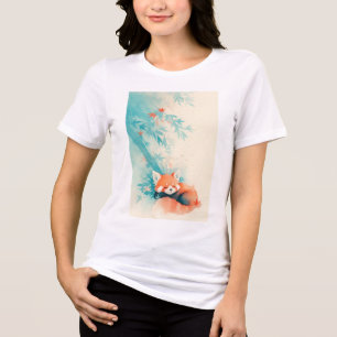 Camiseta Triblenda Siesta en el bosque de bambú del panda rojo