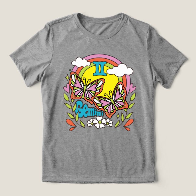 Camiseta Triblenda Signo de nacimiento de astrología gemini gemelos m (Diseño delantero )