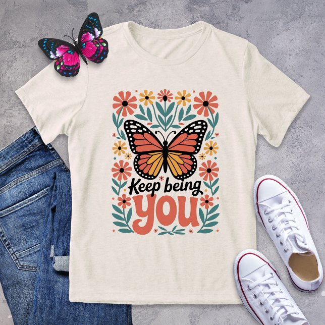 Camiseta Triblenda Sigue Siendo Tu Camiseta Mariposa - Floral Retro (Subido por el creador)