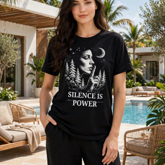 Camiseta Triblenda Silencio Es Poder - Bosque Místico Luna Bruja
