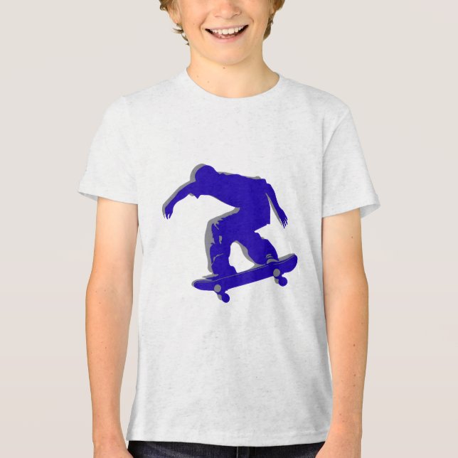 Camiseta Triblenda Silhouette Blue Skateboarder (Anverso)