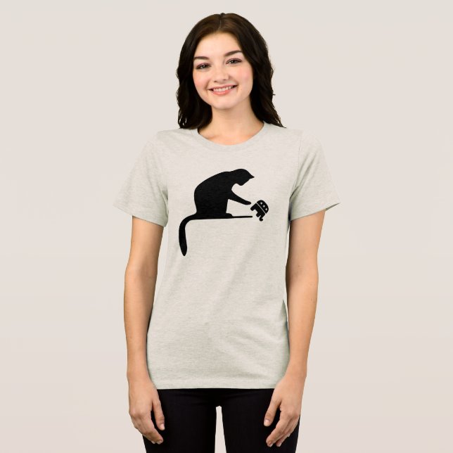 Camiseta Triblenda Silhouette de gato negro (Anverso Completo )