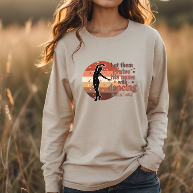 Camiseta Triblenda Silhouette de una bailarina - Diseño basado en sal (Silhouette of a dancer - Design based upon Psalm 149:3 Let them praise his name with dancing design.)