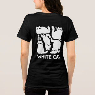 Camiseta Triblenda Silhouettes de color blanco gatito - Diseño felino