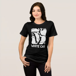 Camiseta Triblenda Silhouettes de color blanco gatito - Diseño felino