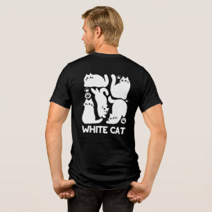Camiseta Triblenda Silhouettes de color blanco gatito - Diseño felino