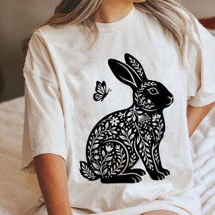 Camiseta Triblenda Silueta de conejo floral con ilustración de maripo