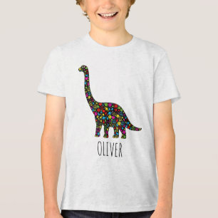 Camiseta Triblenda Silueta de dinosaurio de paz y amor