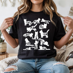 Camiseta Triblenda Silueta de gato floral Amante de gatos botánicos