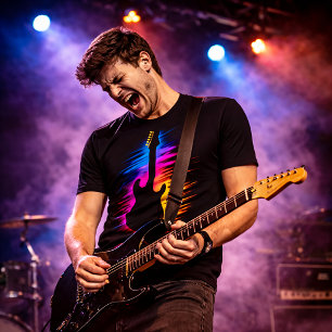 Camiseta Triblenda Silueta de Guitarra Eléctrica Arte Musical Vibra