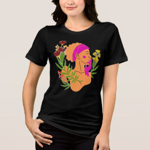 Camiseta Triblenda Silueta de mujer floral elegante