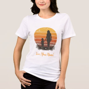 Camiseta Triblenda Silueta personalizada de madre e hijo al atardecer