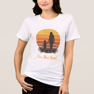 Camiseta Triblenda Silueta personalizada de madre e hijo al atardecer