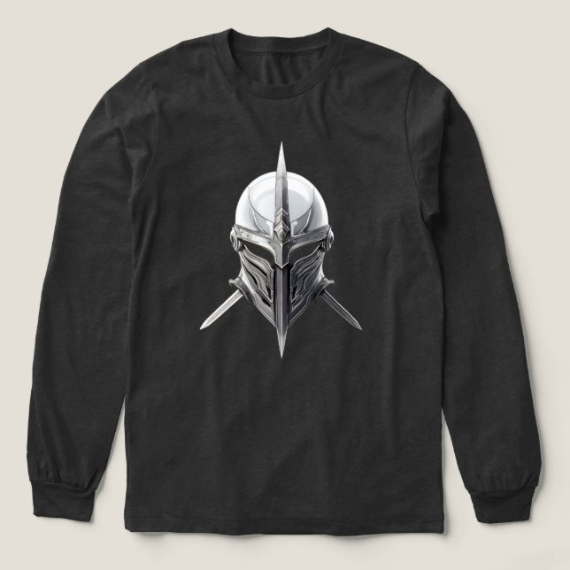 Camiseta Triblenda Silver Warrior Helmet – Modern Minimalist Armor (Diseño traserp)