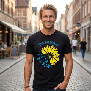 Camiseta Triblenda Símbolo de girasol de Paz. Paz para Ucrania. 