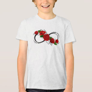 Camiseta Triblenda Símbolo de infinito con rosas rojas