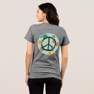 Camiseta Triblenda Símbolo de la paz, signo de la paz con flores