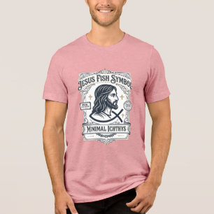 Camiseta Triblenda Símbolo de pez de Jesús Ichthys mínimo Pez de Jesú