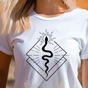 Camiseta Triblenda Símbolo geométrico de serpiente boho minimalista