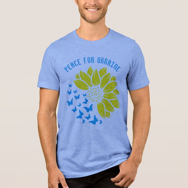 Camiseta Triblenda Símbolo girasol de Paz. Paz para Ucrania. (Anverso)