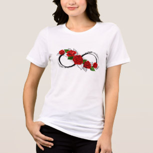 Camiseta Triblenda Símbolo infinito con rosas rojas