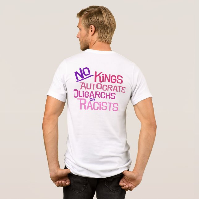 Camiseta Triblenda Sin reyes — Versión rosa de la camiseta de dos lad (Reverso Completo)
